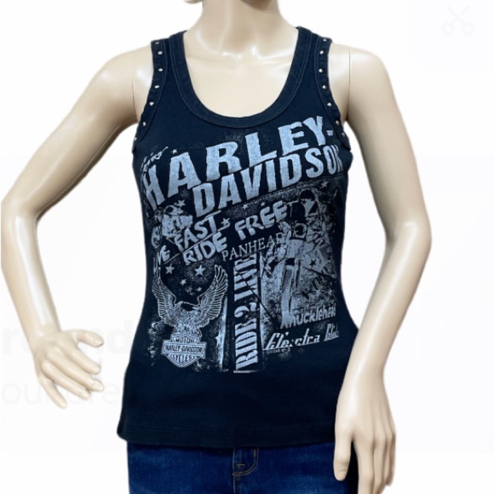 HARLEY-DAVIDSON Black Women’s Ribbed Tank Top Size Medium